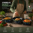 Set 3 Padelle da 20-24-28 cm Natura Più con Manico Cool Touch Fondo Antiaderente Verde      