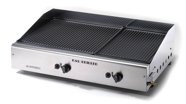 acquista Doppelkochplatte aus Gusseisen mit Flüssiggas und Methangas Ompagrill Plancha Double 4069/M