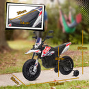 Moto Elettrica per Bambini 3+ Anni con 12V Doppi Motori e Rotelle Rimovibili Capacità 30kg Bianco      