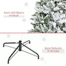 Albero di Natale Innevato Alto 150 cm con 358 Rami Ignifughi e Base in Acciaio Verde      