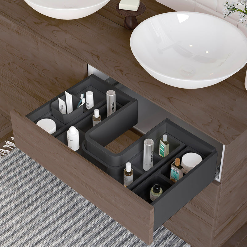 Set Organizer per Cassetti da Bagno Laterali in Plastica Emuca Tidy Grigio Pietra