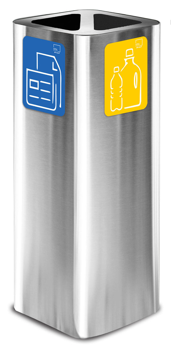 acquista Pattumiera Per Raccolta Rifiuti 30x30xh80 cm In Acciaio Inox Cover a 2 Scomparti Argento