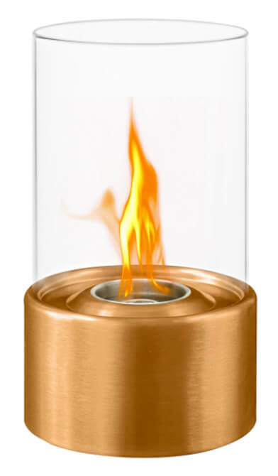 sconto Bioethanol-Tischkamin Ø16x27 cm aus Stahl und Bronzeglas
