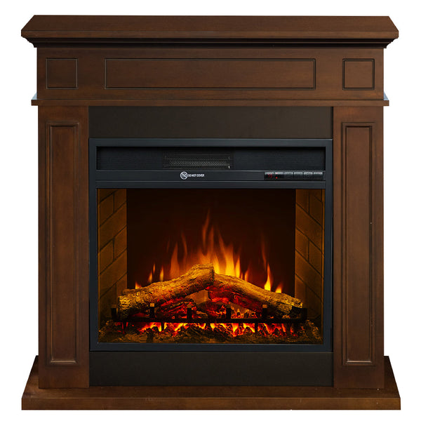 acquista Camino Elettrico da Terra 89,5x90,5x28 cm Jefferson in Legno Noce