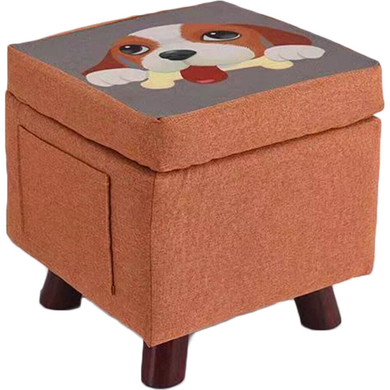 Pouf Contenitore Sgabello Multiuso in Tessuto Arancione