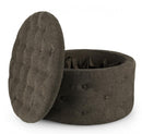Pouf Contenitore Porta Scarpe Ø 70x40 cm Ernestine in Tessuto Timo