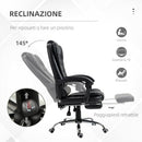 Sedia Poltrona da Ufficio Presidenziale 64.5x69x109-117 cm in Similpelle Nero