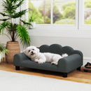 Divano per Cani 66x42x28,5 cm con Braccioli di Supporto in Legno Multistrato e Tessuto French Terry Grigio Scuro      