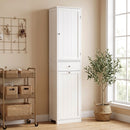 Mobile Bagno a Colonna 45x30x180 cm con Cesto Portabiancheria Ribaltabile in MDF Bianco      