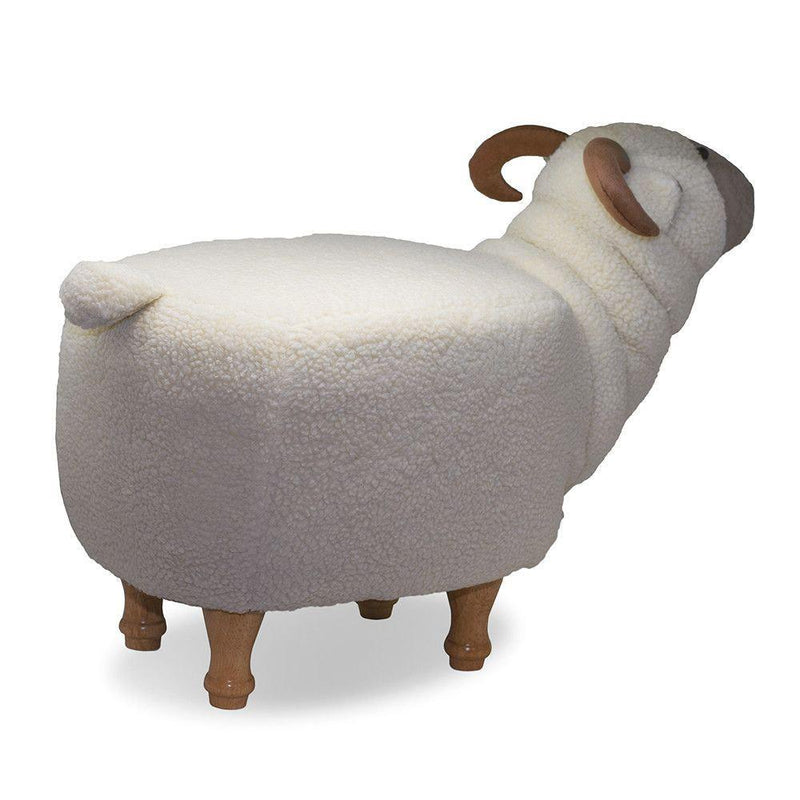 Sgabello Pouf Poggiapiedi per Bambini 68x35x37-50 cm Montone Bianco Divina Home