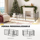 Recinto per Cani a 6 Pannelli Modulabili da 80x1,5x60A cm con Porta di Ingresso in Acciaio Nero    