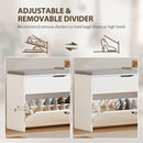 Panca Scarpiera 80x30x55 cm per 8 Paia di Scarpe con Cassetto Ribaltabile e Contenitore Bianco      