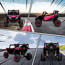 Macchina Elettrica per Bambini UTV 12V con Cintura Telecomando Sospensioni USB 3-7 km/h Rosa      
