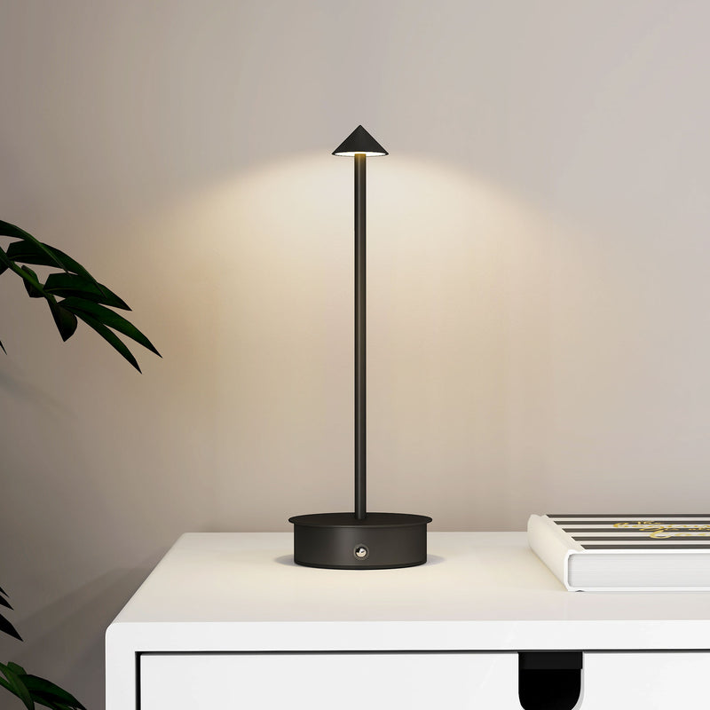 Lampada da Tavolo Touch Luce Led 3 Tonalità Ricaricabile con USB in Acciaio Nero  