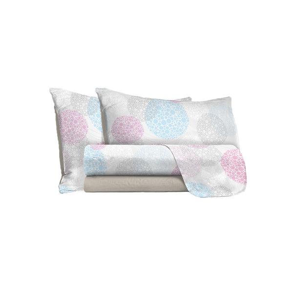 Bettlaken-Set mit Aufdruck oben und unten und Molekül-Kissenbezügen sconto