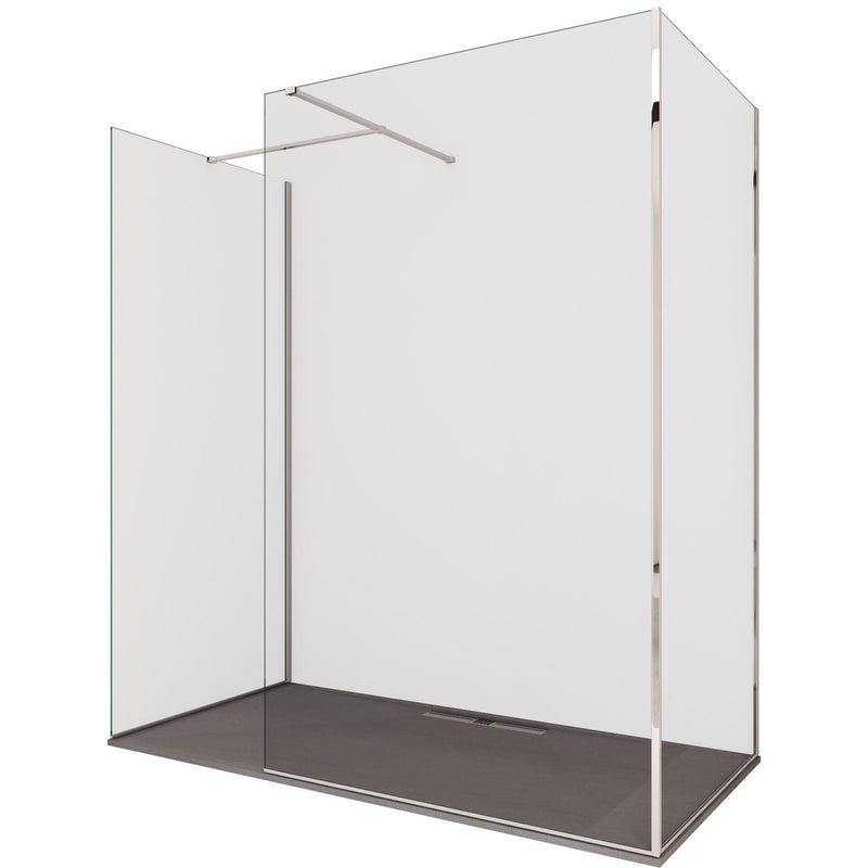 Box Doccia Parete Walk-In 3 Lati in Cristallo Trasparente 8 mm H195 Bonussi Three Varie Misure