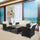 Garden Lounge Set Sofa 2 Sessel und Couchtisch aus schwarzem und cremefarbenem Rattan