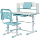 Banco Studio Scuola per Bambini 80x54,5x104 cm con Sedia Regolabile e Piano Inclinabile Blu