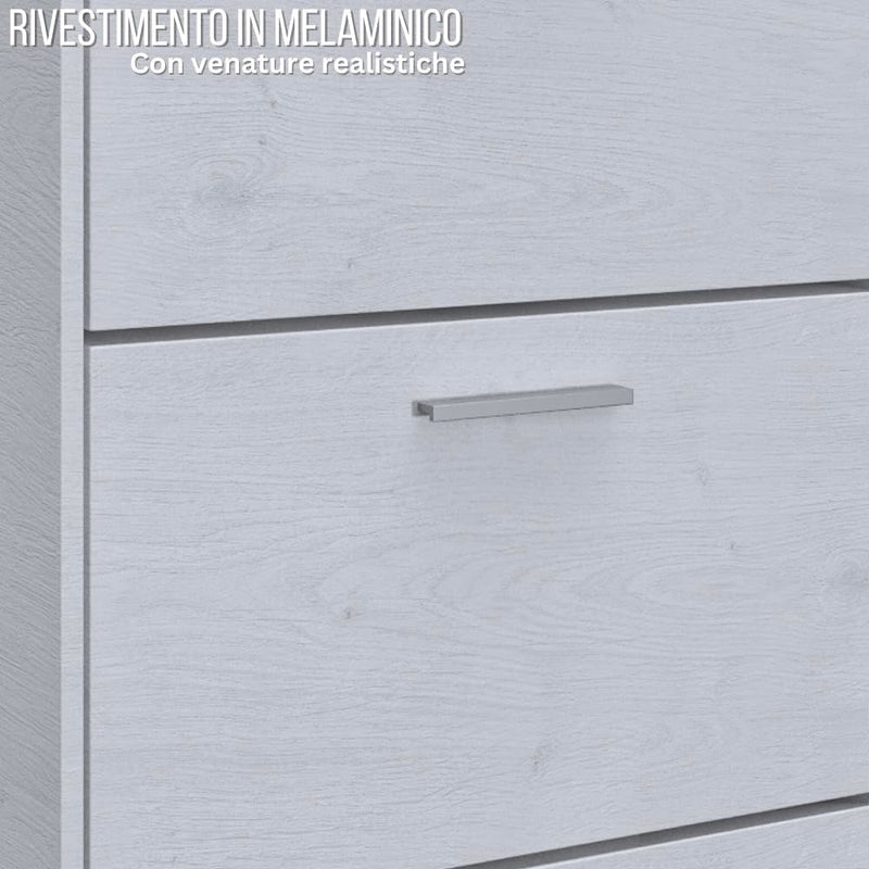 Scarpiera Salvaspazio 3 Ante a Ribalta 60x24x120h cm in Melaminico Bianca