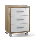 Cassettiera 3 Cassetti con Ruote 51x71x41 cm Noce Stelvio/Ossido Bianco