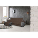 Copridivano Trapuntato in Microfibra con Penisola Sinistra Marrone