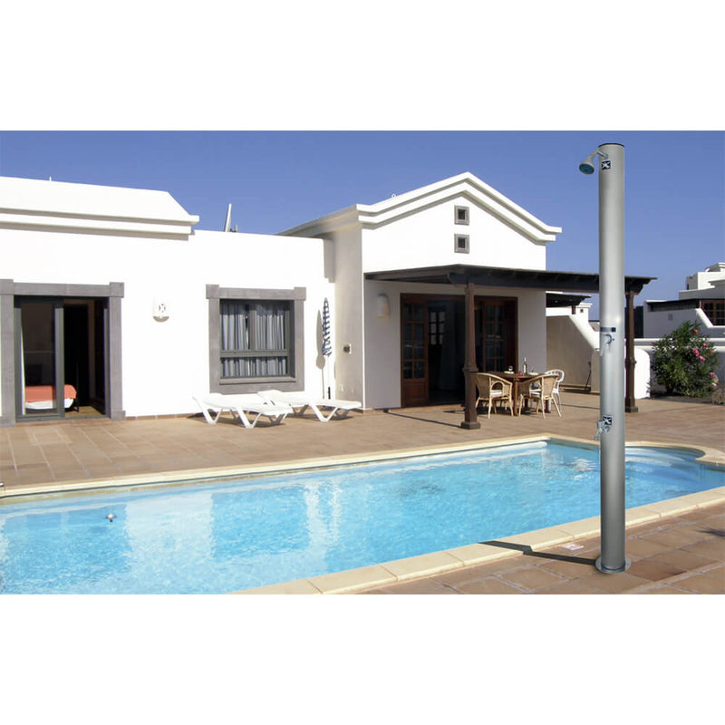 Doccia Solare da Giardino 28L Miscelatore e Lavapiedi ATI Docce D Inox Anodizzato