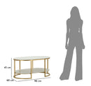 Tavolo da Caffè Izmir 90x60x45 cm in Ferro e Marmo Oro e Bianco      