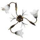 Plafoniera 3xE14 Montatura Marrone Oro Vetro Spugnato Bianco E-Energy Amelia