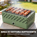 Barbecue Portatile a Carbone 45,5x29x21 cm con Ventilazione Integrata per Esterni in Metallo Verde Chiaro      