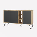 Madia Moderna Credenza 142x83 cm con 3 Ante e Vani a Giorno Rovere e Antracite      