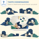 Set 7 Costruzioni Morbide per Bambini 6 mesi - 3 Anni Rivestimento in Velluto Blu   