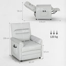 Poltrona Reclinabile con Riscaldamento, 8 Punti Massaggio e 5 Modalità 82x99x106 cm in Tessuto Effetto Velluto Grigio Chiaro   