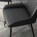Set 4 Sedie Trapuntate a Diamante 49x60x89 cm Imbottite in Pelle PU Nero 