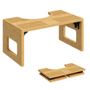 Sgabello da Toilette Pieghevole 42,5x25x20 cm Poggiapiedi per WC con Piedini Antiscivolo in Bambù Rovere      