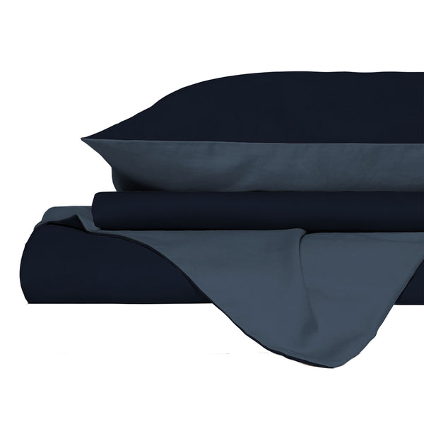 Copripiumino con Sacco e Federe in Tinta Unita Double Face Linea Zoe Blu Mare e Blu acquista