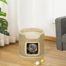 Albero Tiragraffi per Gatti Fino a 5 kg Alto 37 cm a 2 Livelli con Nicchia e Corda in Sisal Cachi      