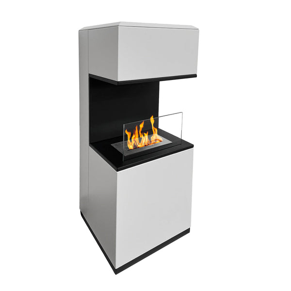 acquista Camino a Bioetanolo da Pavimento 38x38x100 cm Oslo in acciaio Bianco
