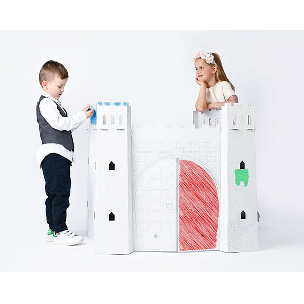 Casetta per Bambini Castello in Carta da Colorare 92x76x86 cm Bianco acquista
