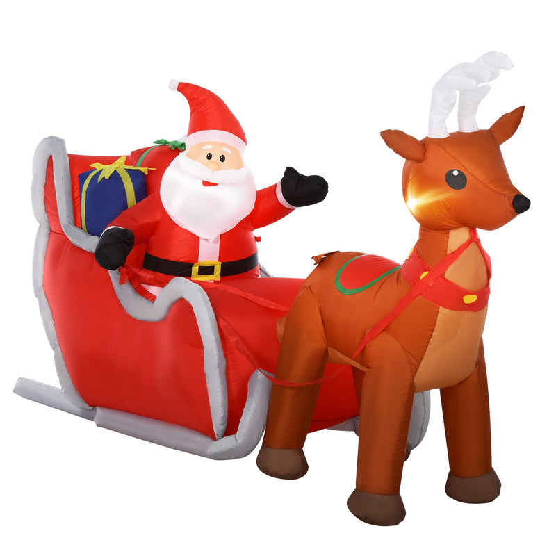 Babbo Natale Gonfiabile 310x78x148 cm con Luci LED Slitta e Renna per Esterno 