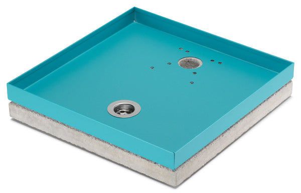 Base Portaciottolo per Fontane 40x40x8 cm in Metallo con Base in Cemento Belfer 42/BSE/10 Turchese online