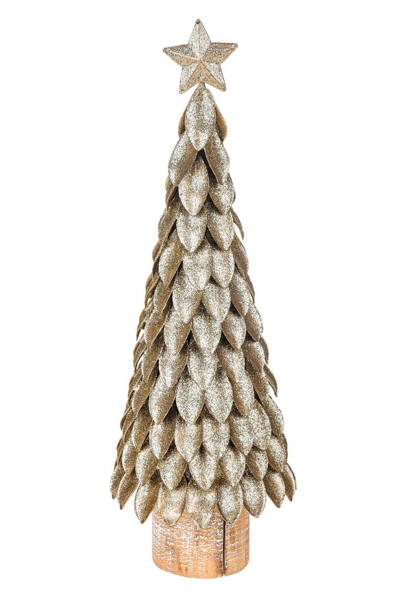 Tannenbaum aus Metall mit Goldglitter H32 cm acquista