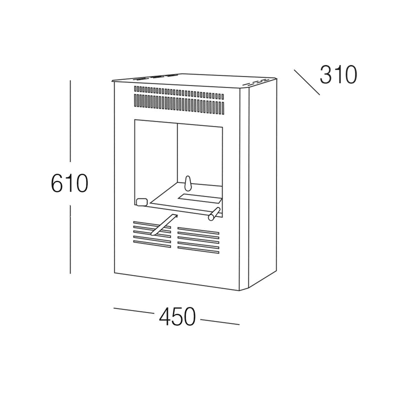 Stufa a Bioetanolo da Interno Ruby 45x31x61 cm 3000W 2L Fiamma Statica Bordeaux 