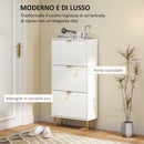 Scarpiera Slim per 18 Paia di Scarpe 60x24x128 cm con 3 Cassetti a Ribalta in MDF Bianco  