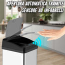 Pattumiera Automatica cn Sensore Elettrico 38Lt Bidone Spazzatura Cucina Acciaio