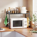 Mensola Porta Microonde Estensibile a 2 Livelli 39,5-64x32x47,5 cm in Metallo Nero   