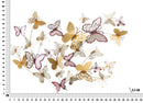 Pannello da Muro Farfalle Oro e Bordeaux 132x3,5x95,5 cm in Ferro 
