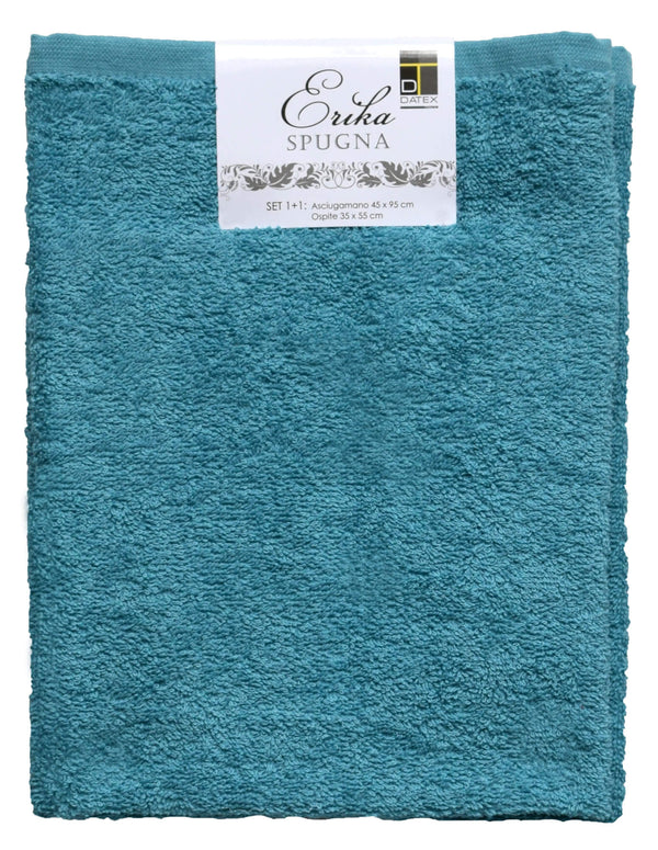 sconto Set Schwamm-Gästetücher + Petroleum-Handtuch