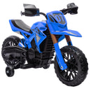 Moto Elettrica per Bambini 3-8 Anni con 12V Doppi Motori Rotelle e Clacson 3 km/h Capacità 30kg Blu      