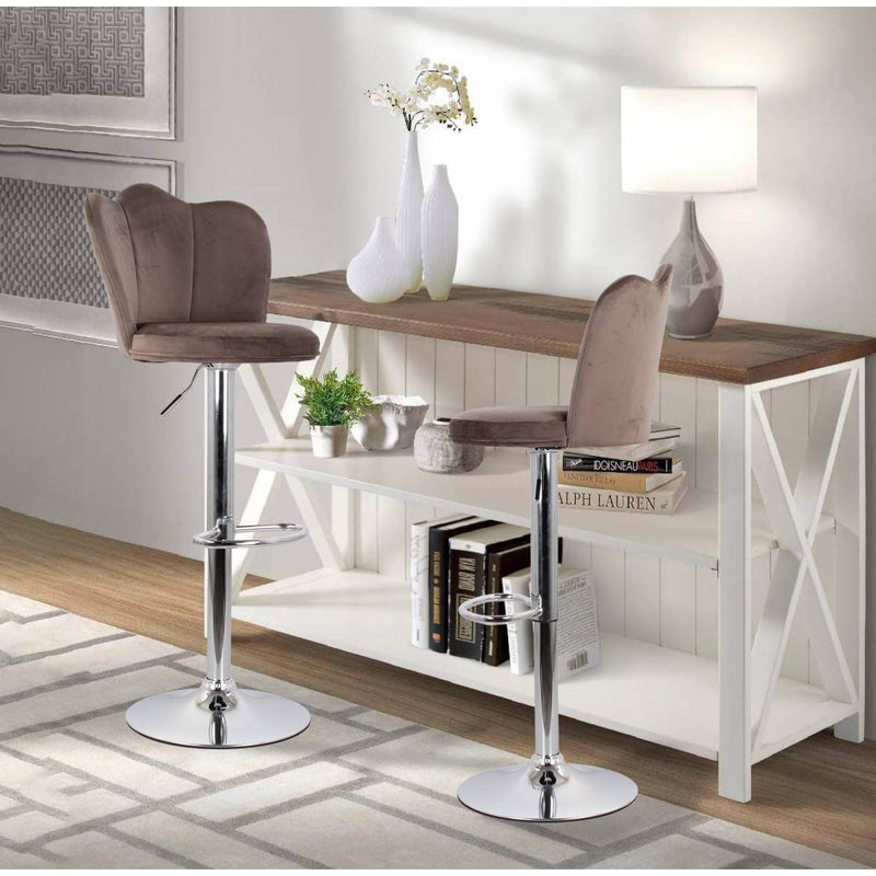 Set 2 Sgabelli 38x38x60/80 cm in Velluto Base Cromata Grigio