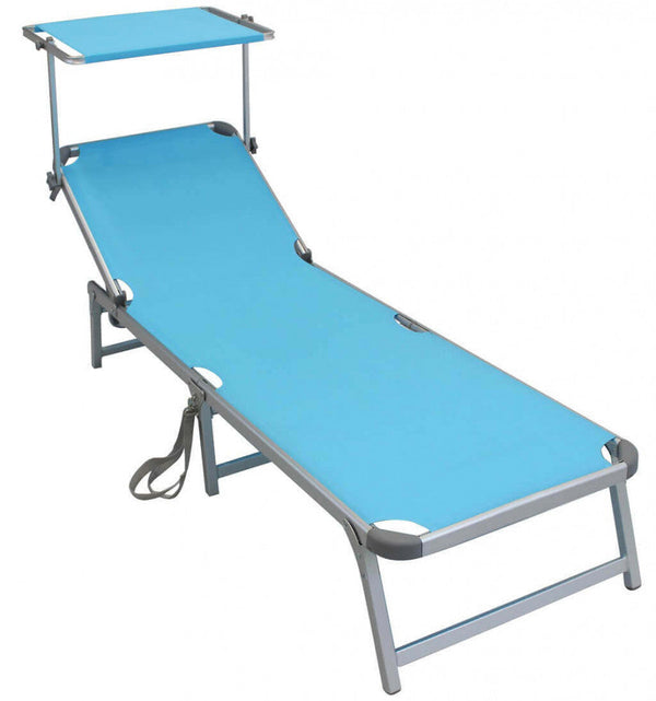 online Garten-Sonnenliege 188 x 59 x 30 h cm aus hellblauem Textilene
